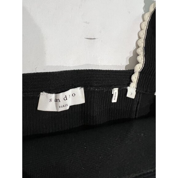 Sandro Lea Scalloped Cropped Tank Top in Black - Picture 5 of 5